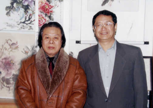 白燕君与著名画家马学鹏。摄于辽宁广国画院